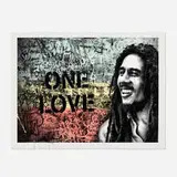 Thierry Guetta, Happy Birthday Bob Marley - One Love, 2019, screenprint in colors with hand-painted elements