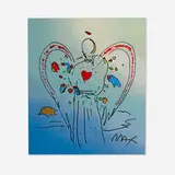 Peter Max, Angel with Heart, screenprint in colors with hand-painting