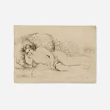 Femme nue couchée, tournée à gauche by Pierre-Auguste Renoir, c. 1906-07, etching, sold Nov 2022