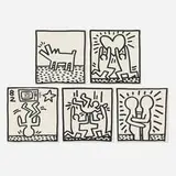 Keith Haring, Untitled (five works from Keith Haring: Tony Shafrazi Catalogue), 1982, offset lithograph