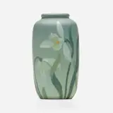 Albert R. Valentien for Rookwood Pottery, Painted Mat vase with snowdrops
