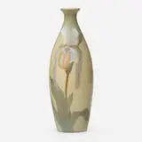Iris Glaze vase with lady's slipper orchid by Carl Schmidt for Rookwood Pottery, sold Nov 2022