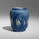 Anna Frances Simpson for Newcomb College Pottery, Scenic vase with live oaks and Spanish moss