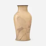 William E. Hentschel for Rookwood Pottery, Decorated Porcelain vase with parakeet and magnolia