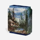Barbotine scenic vase with river landscape by Arthur E. Blackmore for Odell and Booth Brothers, sold Nov 2022