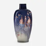 Harriet Elizabeth Wilcox for Rookwood Pottery, Iris Glaze vase with cherry blossoms