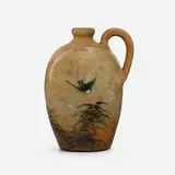 Limoges style perfume jug with swallows and grass by Laura Ann Fry, sold Nov 2022