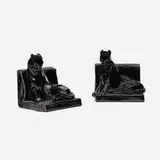 William P. McDonald for Rookwood Pottery, Jet Black Glaze production panther bookends, pair