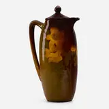 Sallie Coyne for Rookwood Pottery, Standard Glaze lidded chocolate pot with wild roses