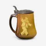 William P. McDonald for Rookwood Pottery, Standard Glaze lidded mug with clown