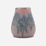 Decorated Mat/Double Vellum vase with stylized flowers by Katherine Jones for Rookwood Pottery, sold Nov 2022