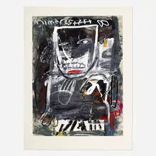 Mimbres Introduction Page by James Havard, 1987, acrylic and collage on paper, sold Apr 2021