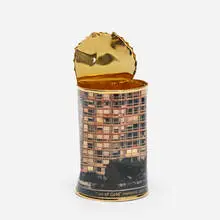 Can of Gold by Marcel Wanders, 2001, gold-plated steel, printed label, sold Apr 2021