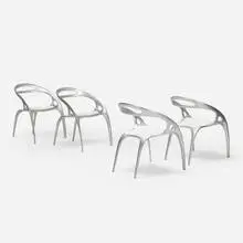 GO chairs, set of four by Ross Lovegrove, 1998, powder-coated aluminum, plastic, sold Apr 2021
