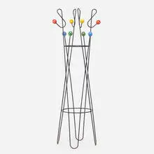 Roger Feraud, Clé de sol coat rack, c. 1955, enameled steel and wood