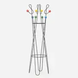 Roger Feraud, Clé de sol coat rack, c. 1955, enameled steel and wood