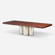 Pace Collection, Dining table, c. 1970, chrome-plated and enameled steel, sapele