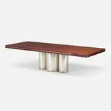Pace Collection, Dining table, c. 1970, chrome-plated and enameled steel, sapele