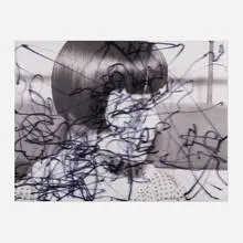 Pierre Bismuth, Following the Right Hand of Louise Brooks in "Beauty Prize", 2009, permanent marker on Plexiglas, digital print on Dibond
