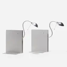 Ingo Maurer, Oskar lamps, pair, 1998, anodized aluminum, steel, glass