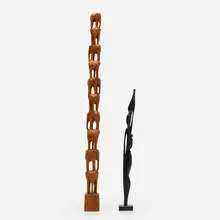 African, Two works, carved wood, carved ebony