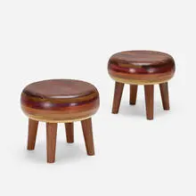 Dj Papagaio, Buati stools, pair, 2020, jacarandá violeta, imbuia, Ipê, roxinho, muirapiranga, peroba rosa, arariba, pau marfim, louro faia