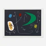 Plate (folio 30) from Le Lézard aux plumes d'or (The Lizard with Golden Feathers) by Joan Miró, 1971, lithograph in colors, sold Apr 2021
