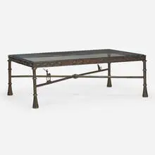 Tom Corbin, Antelope coffee table, c. 2010, bronze with applied patina, glass