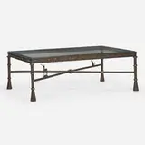 Tom Corbin, Antelope coffee table, c. 2010, bronze with applied patina, glass