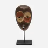 Bembe, Mask, carved and painted wood, enameled steel