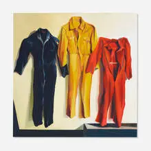 Three Jumpsuits by Lowell Nesbitt, 1974, oil on canvas, sold Apr 2021