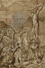 Abraham van Diepenbeeck, Untitled, 1596-1675) Dominicans at the Foot of the Cross pen and ink with brown and grey wash