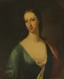 William Aikman, Untitled, in a blue dress and red wrap oil on canvas