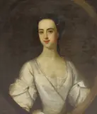 Enoch Seeman, Untitled, in a white dress with pearls in her hair oil on canvas 72 x 60cm