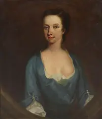 Untitled by Charles Philips, wearing a blue dress oil on canvas, sold Sep 2021