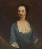 Charles Philips, Untitled, wearing a blue dress oil on canvas