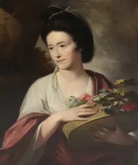 Tilly Kettle, Untitled, holding a basket of flowers oil on canvas 80 x 62cm Provenance: Lees Court