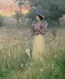 Charles Heberer, Gathering Wildflowers, 1885, oil on canvas