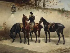 Nicholas Winfield Scott Leighton, Out for a ride, oil on canvas