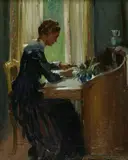 Edward Dufner, By the Window, c. 1905, oil on canvas board