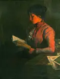Augustus M. Gerdes, Woman by Firelight, 1900, oil on canvas