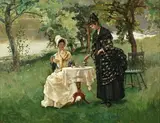 Rhoda Carleton Holmes Nicholls, Summertime, Afternoon Tea, 1889, oil on canvas