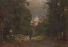 Albano, Italy c. 1872 by George Inness, oil on panel, sold Dec 2008