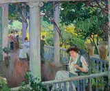 Mary Bradish Titcomb, The Park Bench, oil on canvas