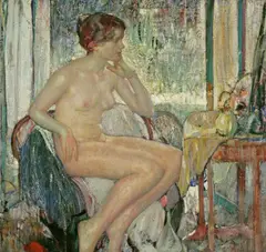 Richard Edward Miller, Seated Nude, oil on panel