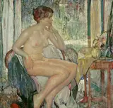 Richard Edward Miller, Seated Nude, oil on panel