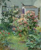 Abbott Fuller Graves, Backyard with a Cat, oil on canvas