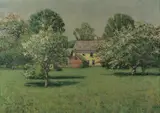Edward Parker Hayden, A Country Home in Spring, oil on canvas