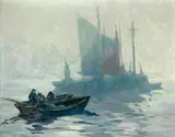 Tod Lindenmuth, Foggy Morning, Princeton, Massachusetts, oil on masonite