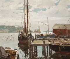 Gloucester Harbor by Anthony Thieme, oil on canvas, sold Dec 2008
